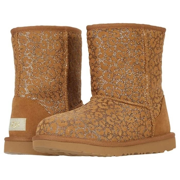 UGG Other - UGG GIRLS KIDS CLASSIC II GLITTER LEOPARD CHESTNUT BOOT SIZE 2